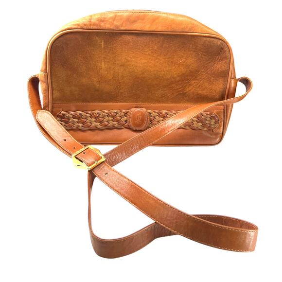 Lladro Handbags - Vintage 90's Lladro purse Bag Shoulder Crossbody Woven Leather Brown Brass